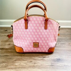 Vintage Dooney & Bourke Charlie Satchel Canvas Crossbody Signature Logo Fabric